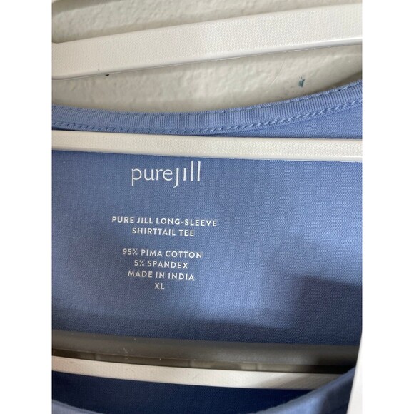 J.Jill Pure Jill Pima Cotton Long Sleeve Shirttail Tee Dutch Blue XL NWT Soft - Picture 3 of 5